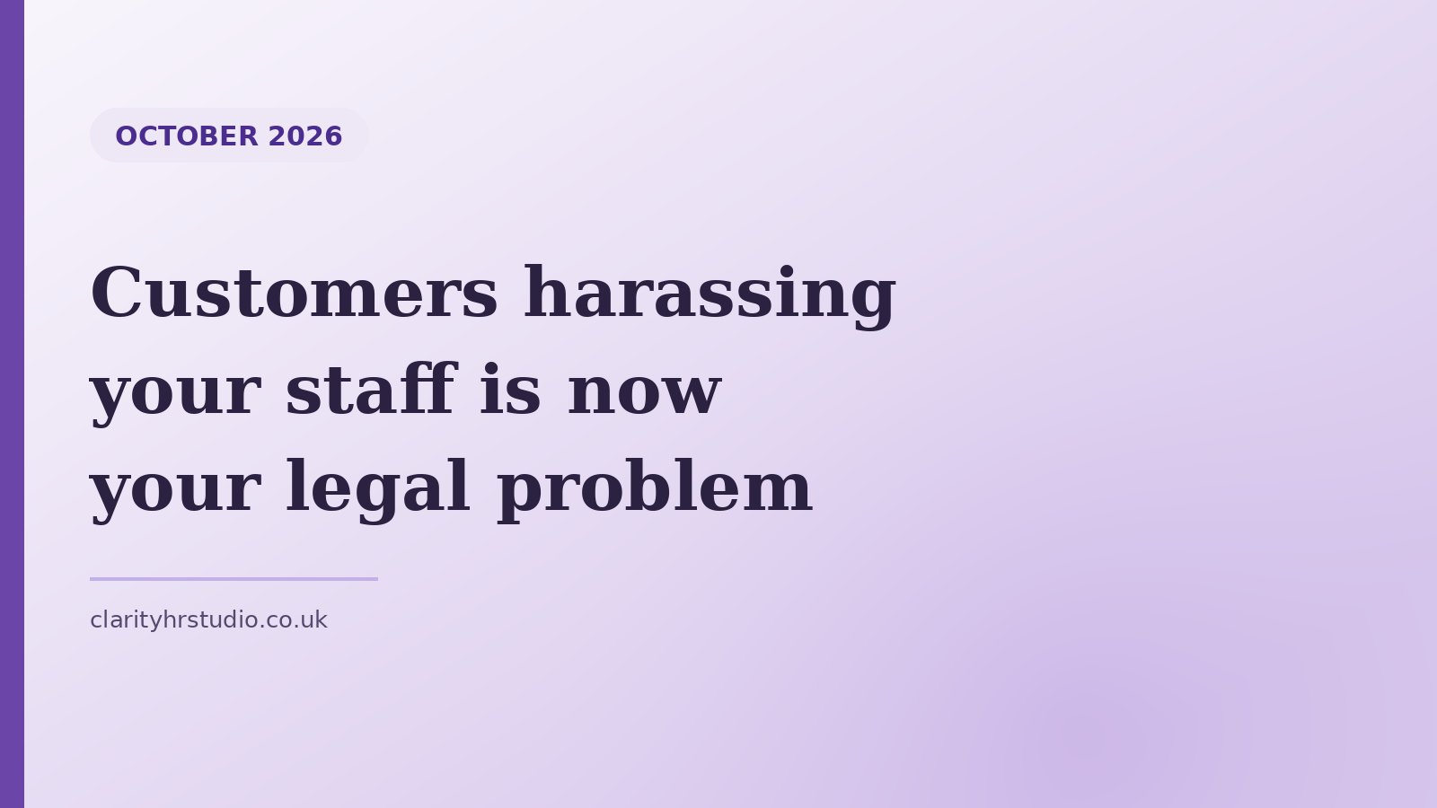 From October 2026, customers harassing your staff is your legal problem